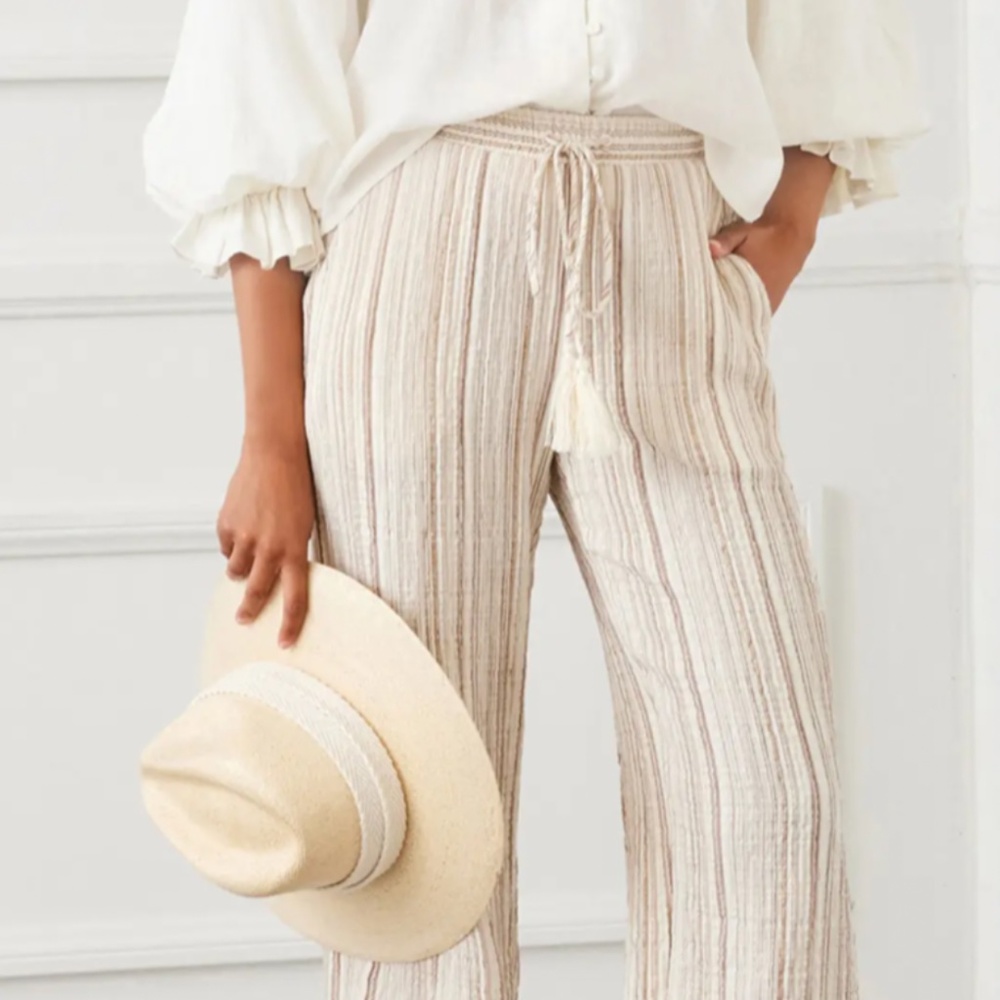 Karen Kane Metallic Stripe Drawstring Pants